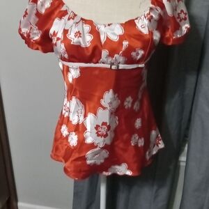 Floral Red Women's Top